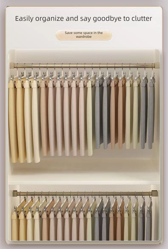 Creamy white Adjustable Pants Hangers 10 Pack - 31 cm Metal Clip Hangers with Non Slip Soft Grip Clips, Space Saving Wardrobe Organisers for Trousers, Skirts and Shorts