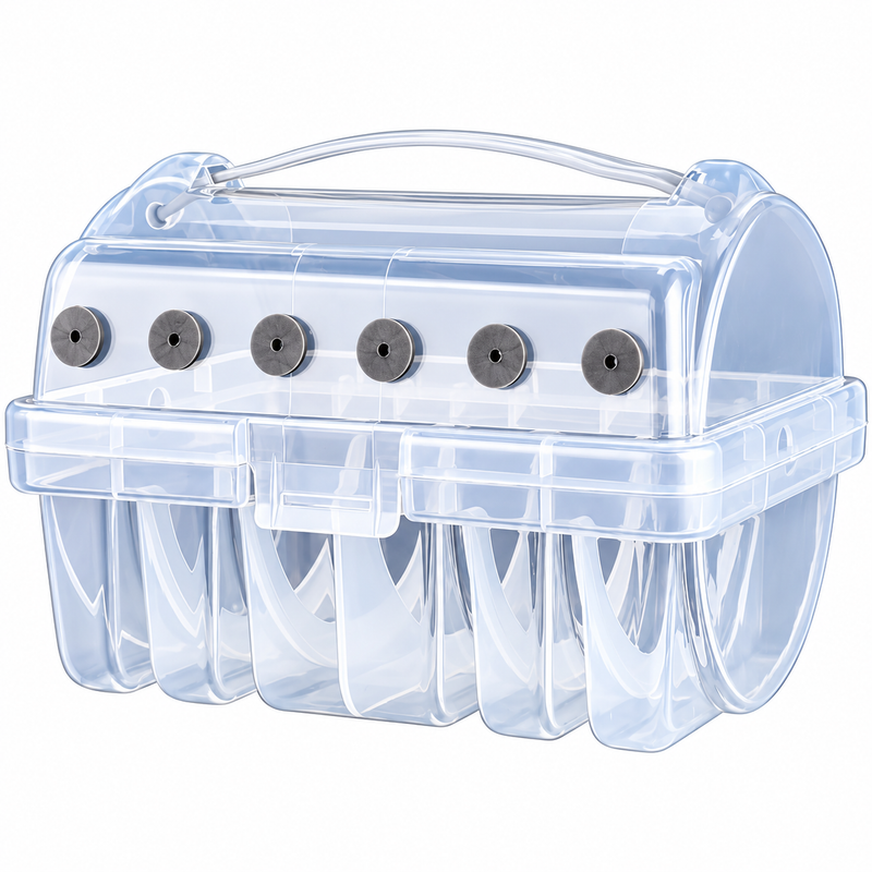 Fishing Line Spool Storage Box - Portable Transparent Multi Spool Organiser with Carry Handle, Tangle Free Line Management for Nylon, PE and Leader Tackle