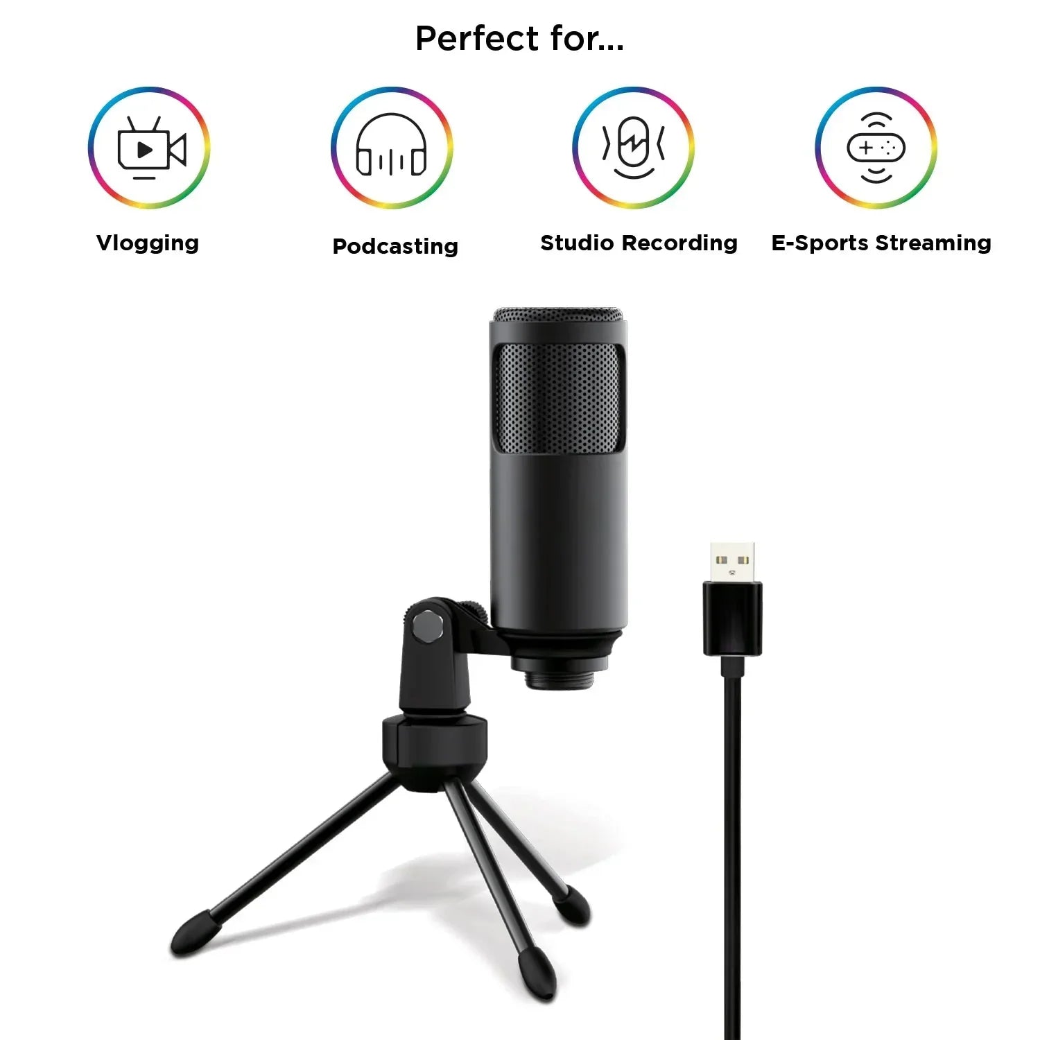 Studio Streaming Podcaster USB Microphone With Desk Tripod