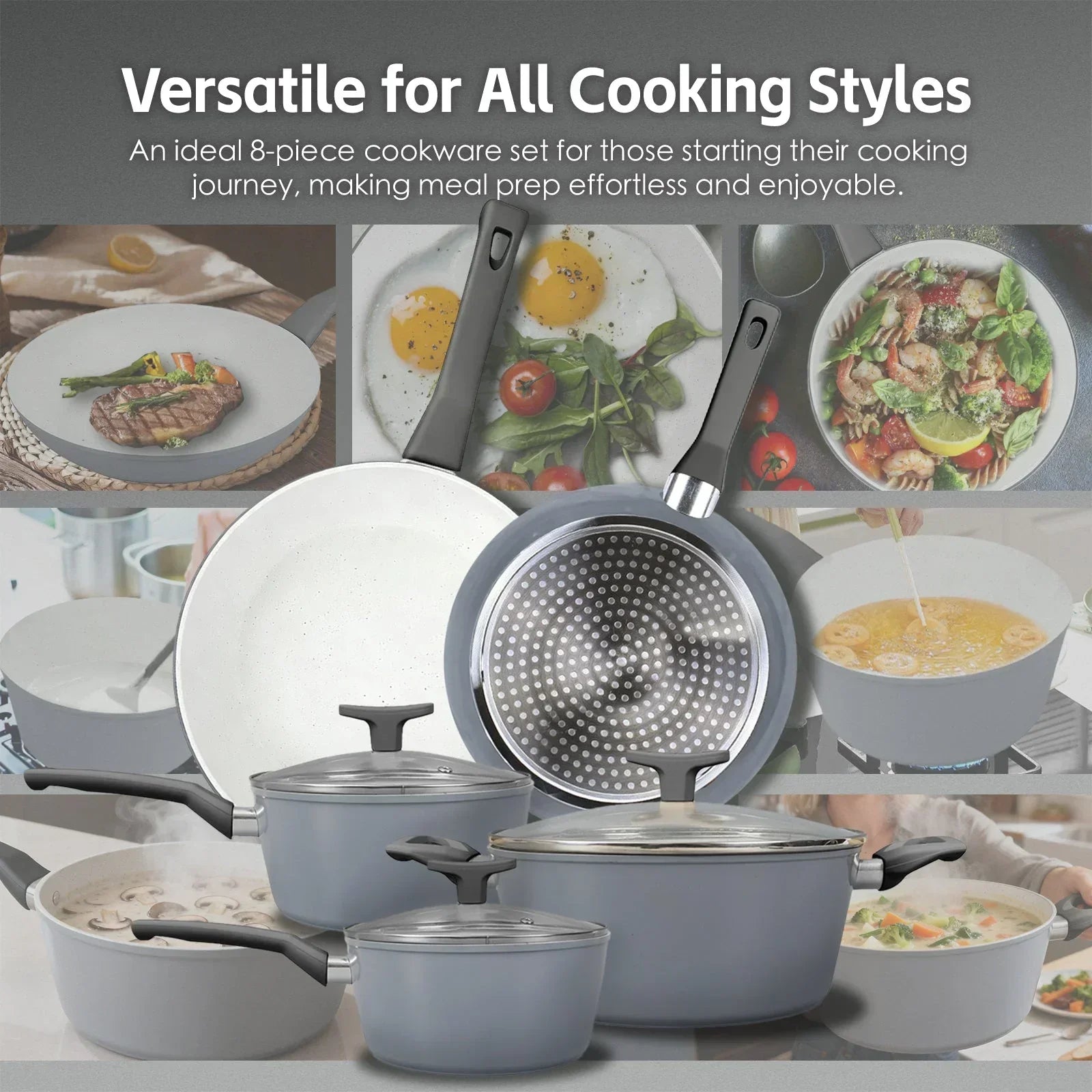 8 Pcs Clevinger Non-Stick Cookware Set