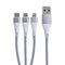 1.2M Micro USB/Lightning/USB C to USB A 3 In 1 Braided Charge & Sync Cable