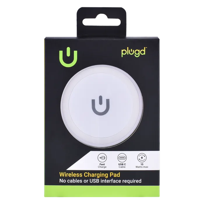 PLUGD 15W USB-C Qi Wireless Charging Pad for iPhone & Android Phones