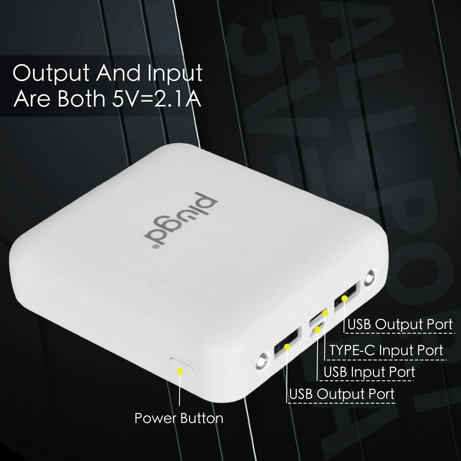 5000mAh Fast Charge Power Bank with 4 Built-in Cables and LED Lights