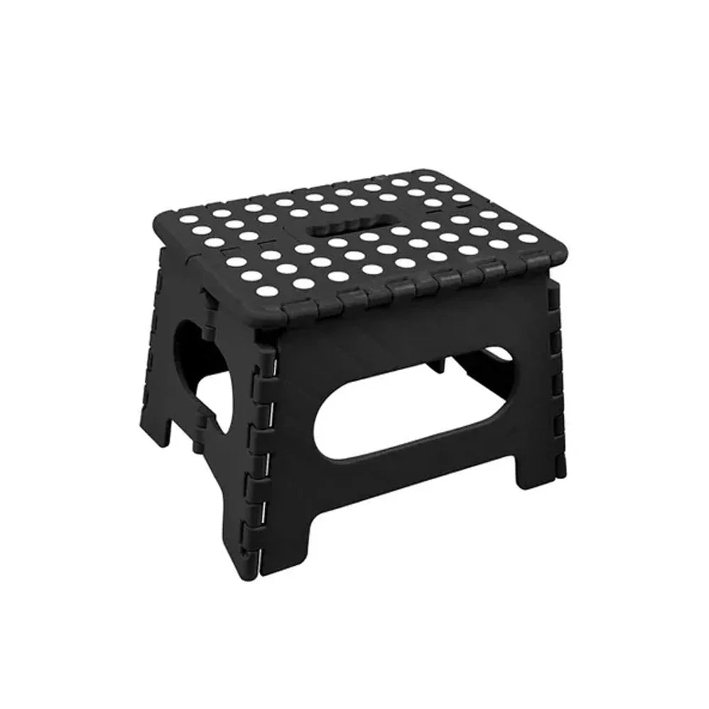 Folding Stool – 29cm Portable, 125kg Capacity, Non‑Slip, Compact, Black