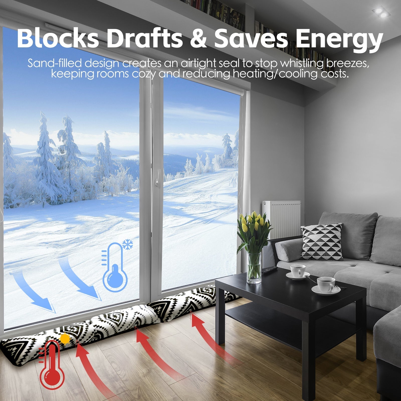 2 Pcs Door Window Draught Stopper