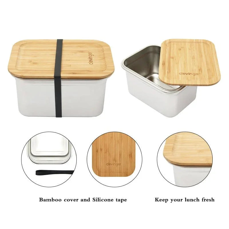 Stainless Steel Bamboo Extra Large Lunch Box 2000ml