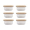 6 Pcs Medium Bamboo Food Containers – Clear Glass with Bamboo Lids