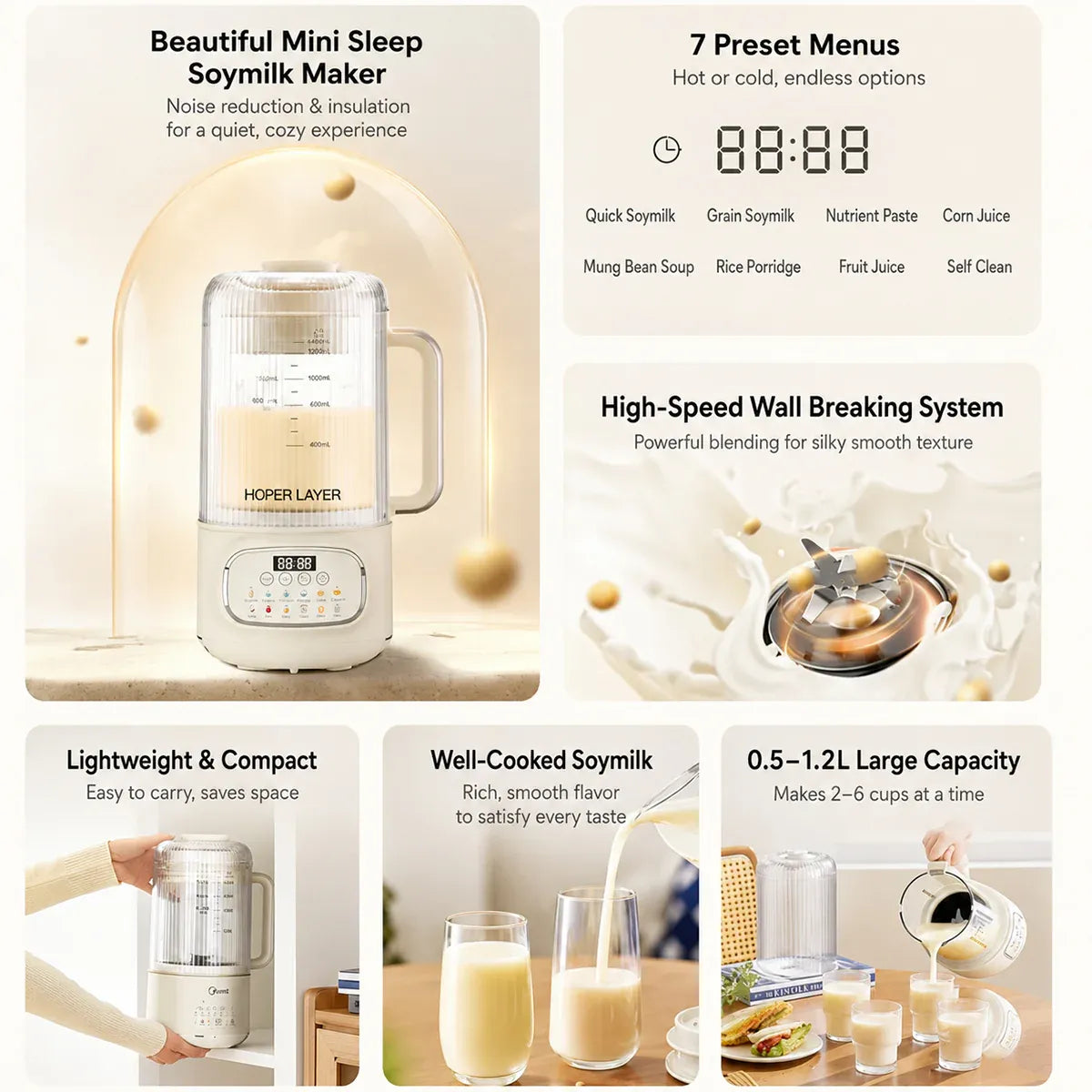8in1 Quite Cooking Blender with Silent Shield 24H Preset Self-Cleaning AU Model