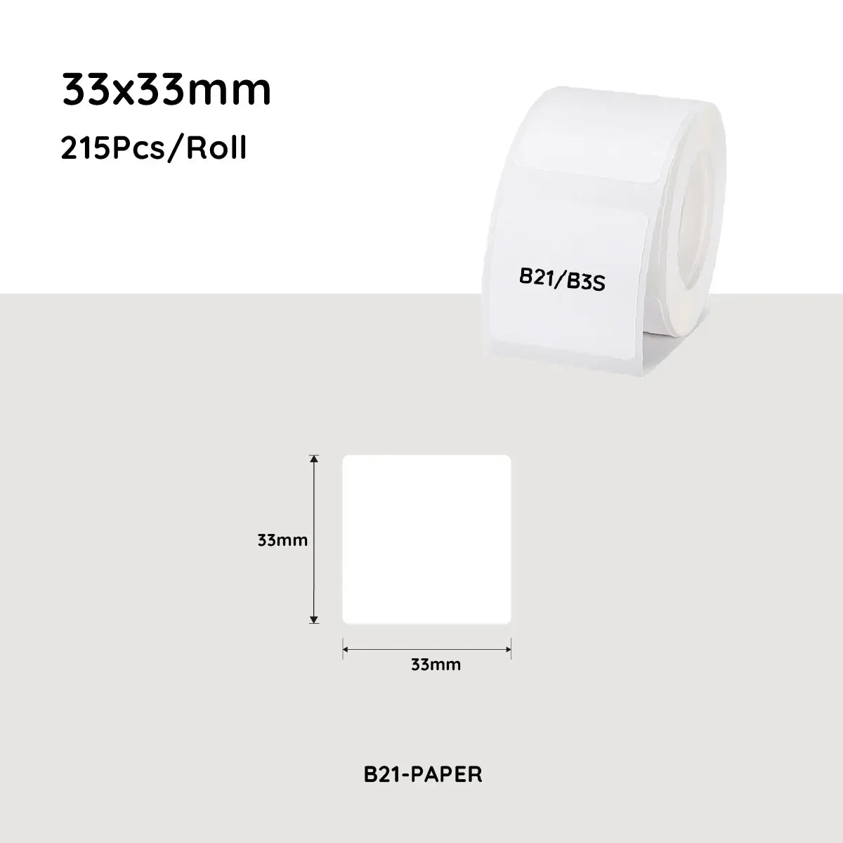 white label paper 33*33mm 215 Pcs For B21/B3S/B1
