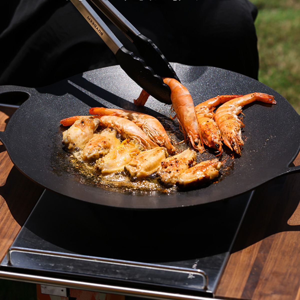 Grill Pan Nonstick 36cm Round BBQ Griddle Indoor or Outdoor Cooking