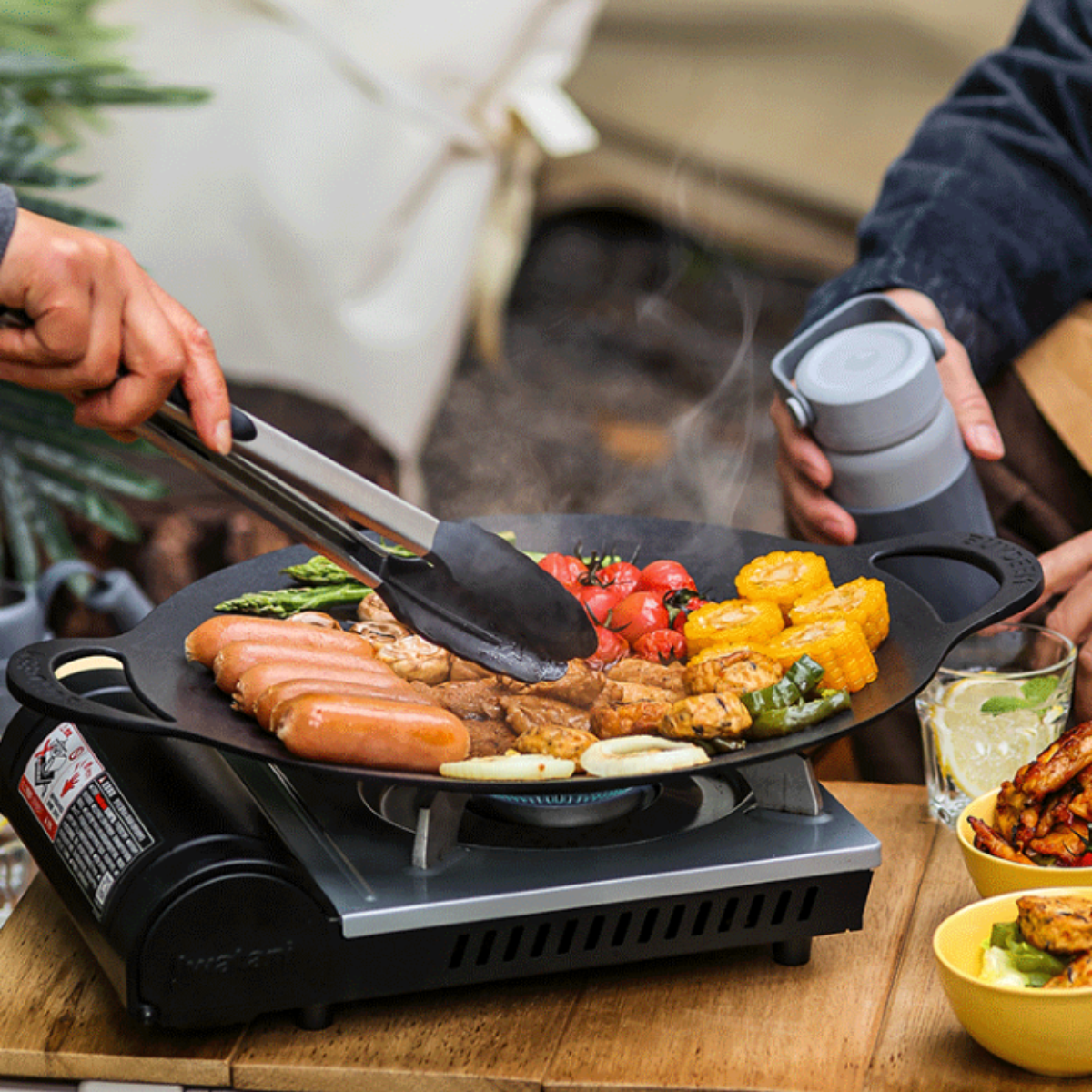 Grill Pan Nonstick 36cm Round BBQ Griddle Indoor or Outdoor Cooking