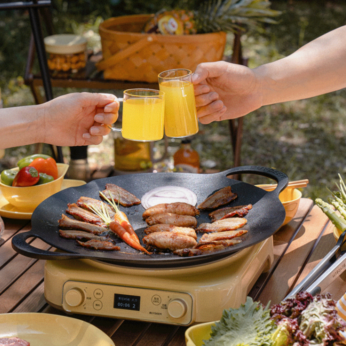 Grill Pan Nonstick 36cm Round BBQ Griddle Indoor or Outdoor Cooking