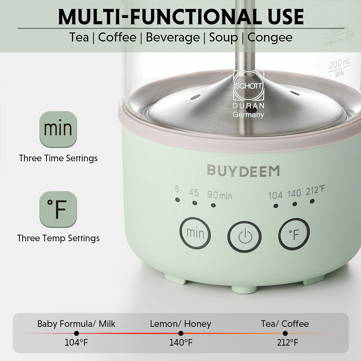 BUYDEEM Mini Multi-function Tea/Coffee Maker K32 600ml