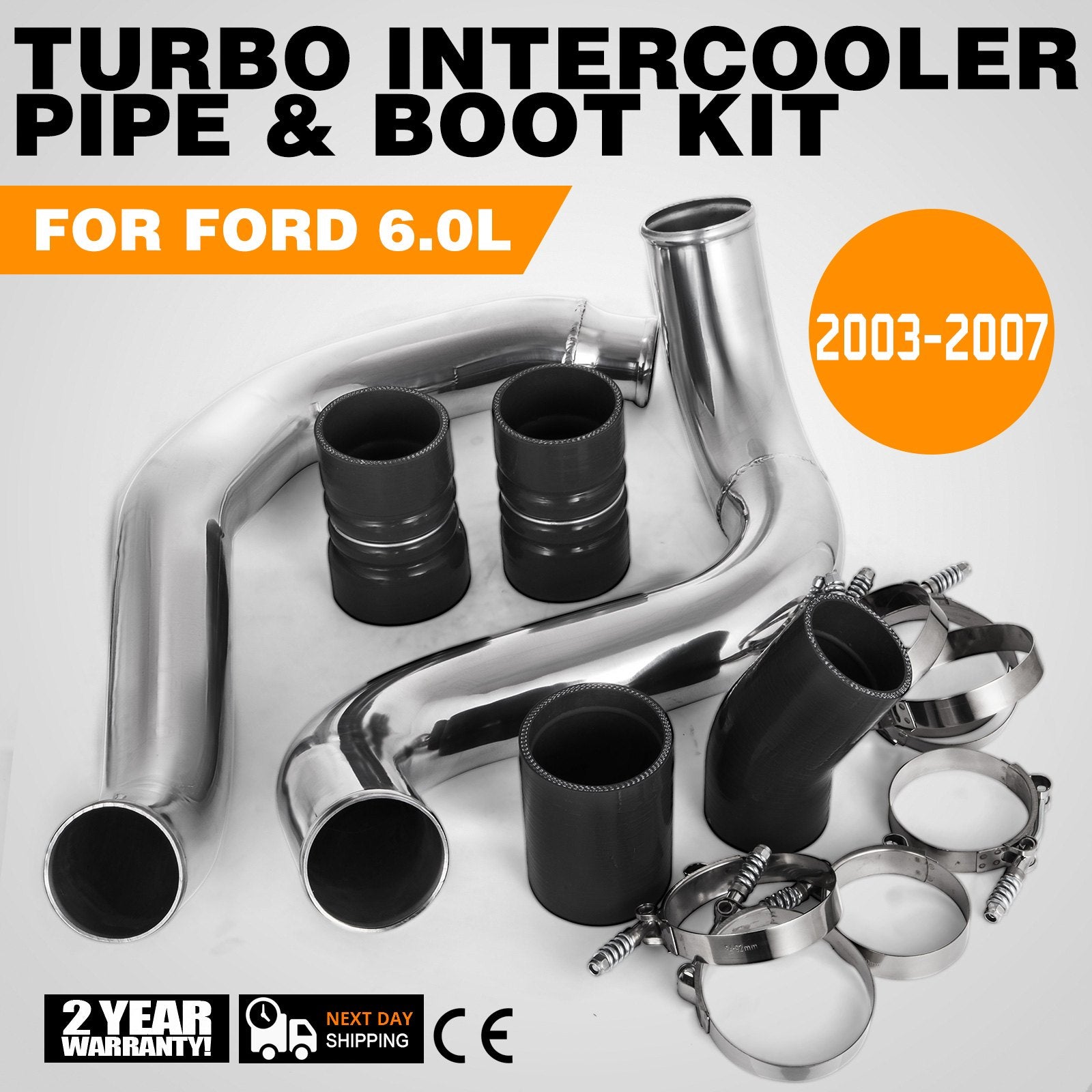 Turbo Intercooler Pipe & Boot Kit Silver for 03-07 Ford 6.0L Powerstroke Diesel