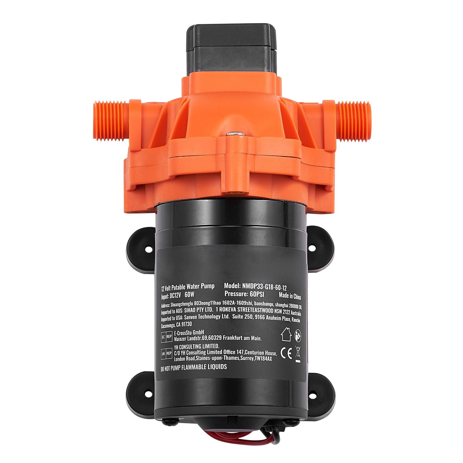 Diaphragm Pump 1.8GPM 6.81 L/min 3-Chamber Water Pump Pressure Switch
