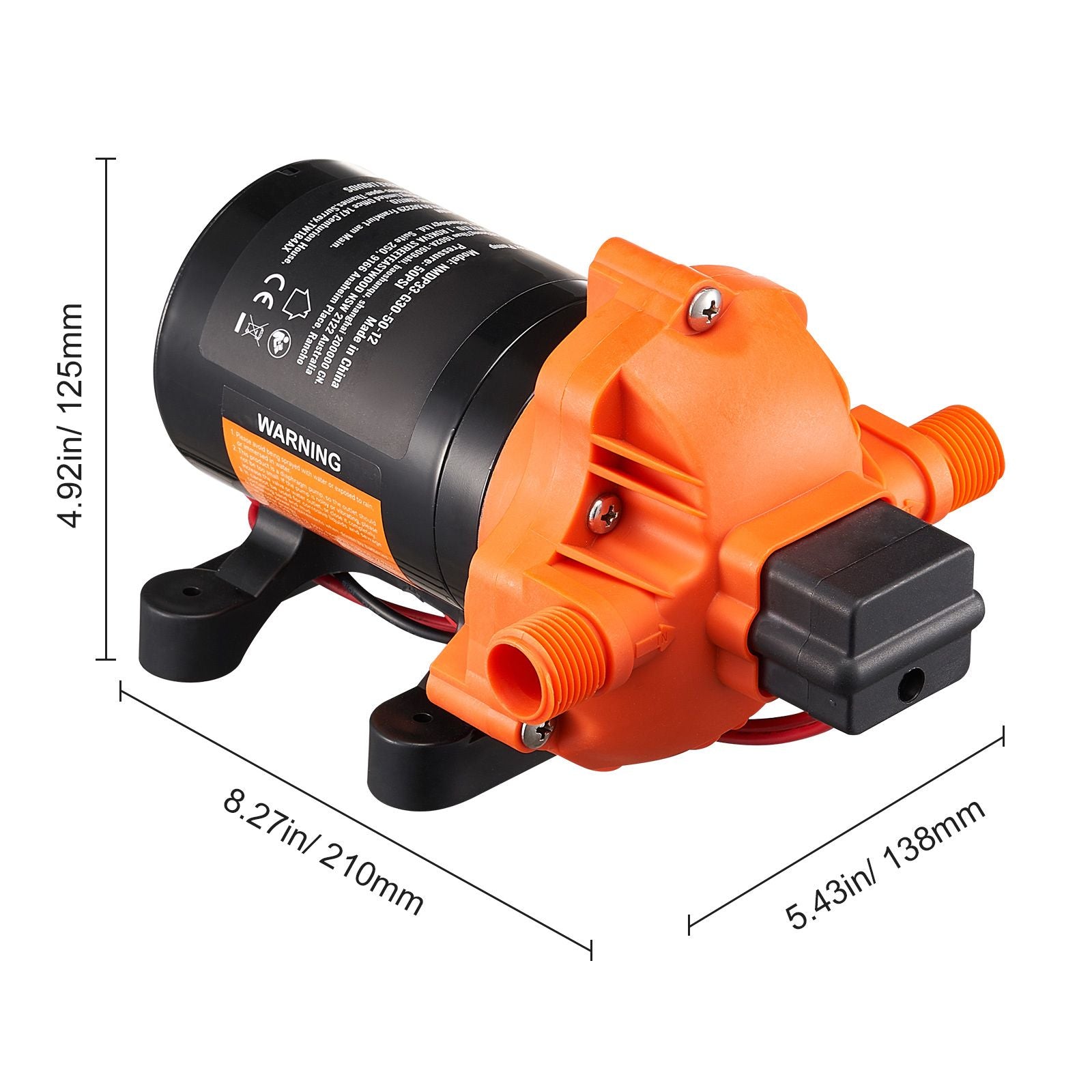 Diaphragm Pump 3GPM 11.36 L/min 3-Chamber Water Pump Pressure Switch