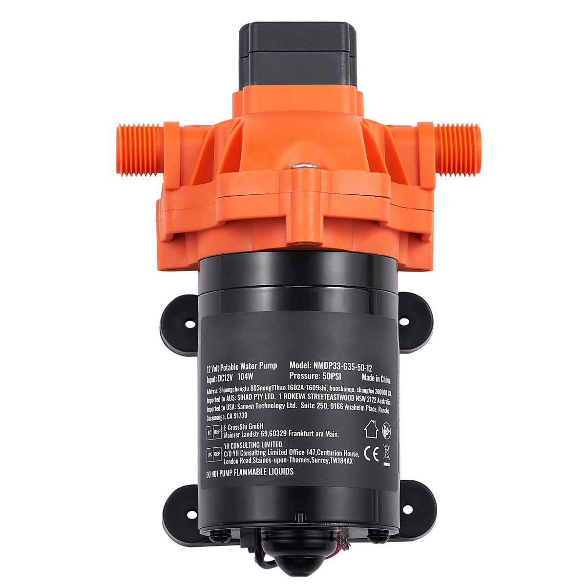 Diaphragm Pump 3.5GPM 13.25L/min 3-Chamber Water Pump Pressure Switch