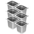 6 Pack Hotel Pans, 1/6 Size Anti-Jam Steam Pan, 0.8mm Thick Stainless Steel Restaurant Steam Table Pan, 6-Inch Deep Commercial Table Pan, Catering Storage Food Pan, for Industrial & Scientific