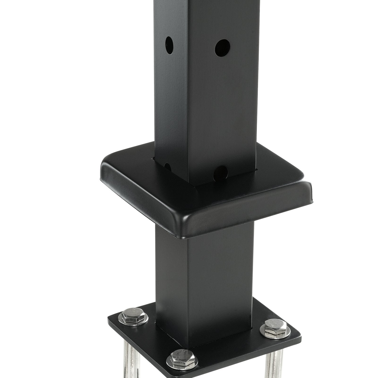 Cable Railing Post, 36" x 1" x 2" Steel L-Shaped Hole Corner Railing Post, 10 Pre-Drilled Holes, SUS304 Stainless Steel Cable Rail Post with Horizontal and Curved Bracket, 1-Pack, Black ,91.4*2.5*5 cm