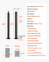 Cable Railing Post, 36x2x2 Inch Stair Railing Post, with Pre-Drilled 30° Angled Holes, Stainless Steel Cable Rail Post with Horizontal and Curved Bracket, 1-Pack, Black, 1JZLGZXHS914YIVIS001V0