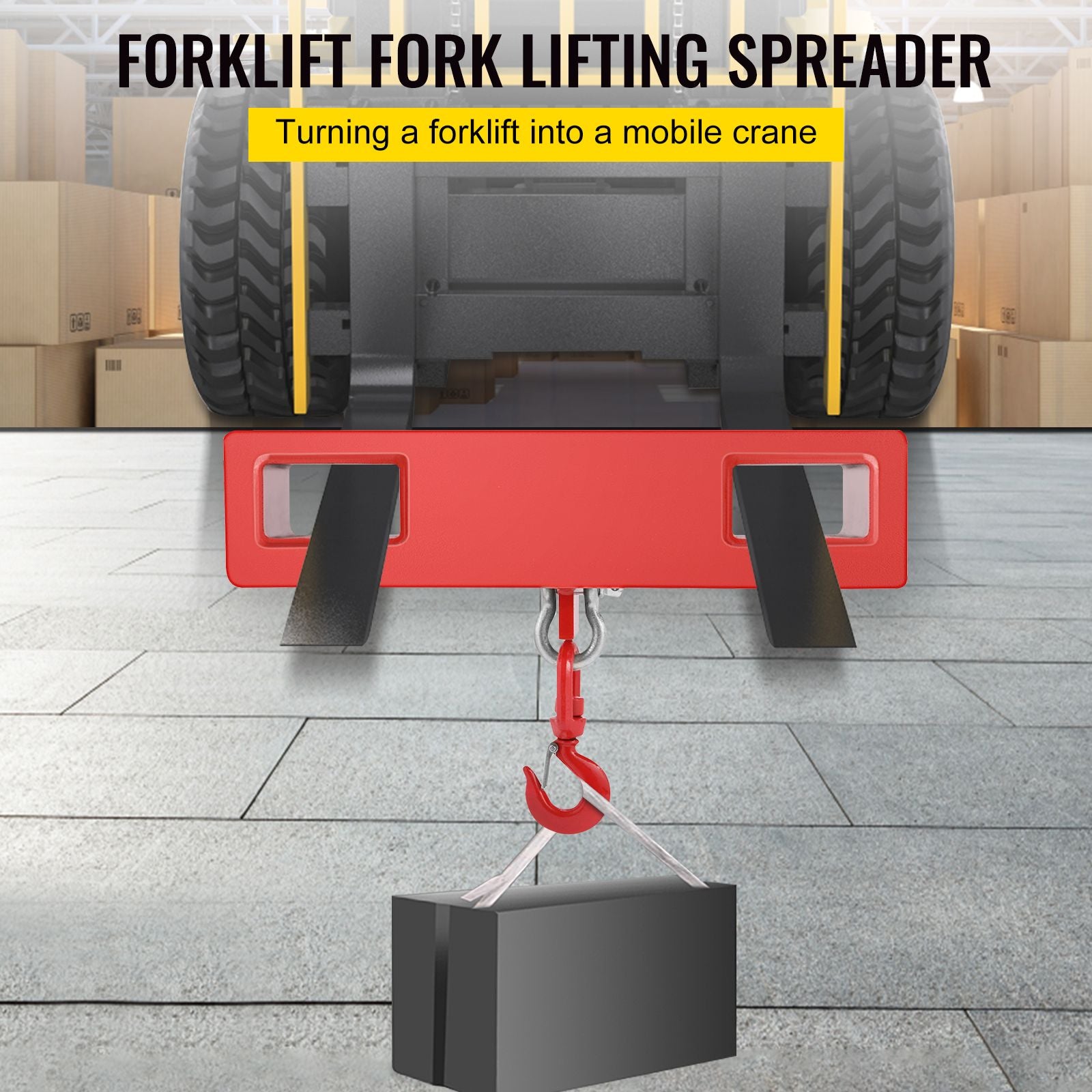 Forklift Lifting Hook 4400LBS Swivel Crane Attachment Fork Forklift Hoist