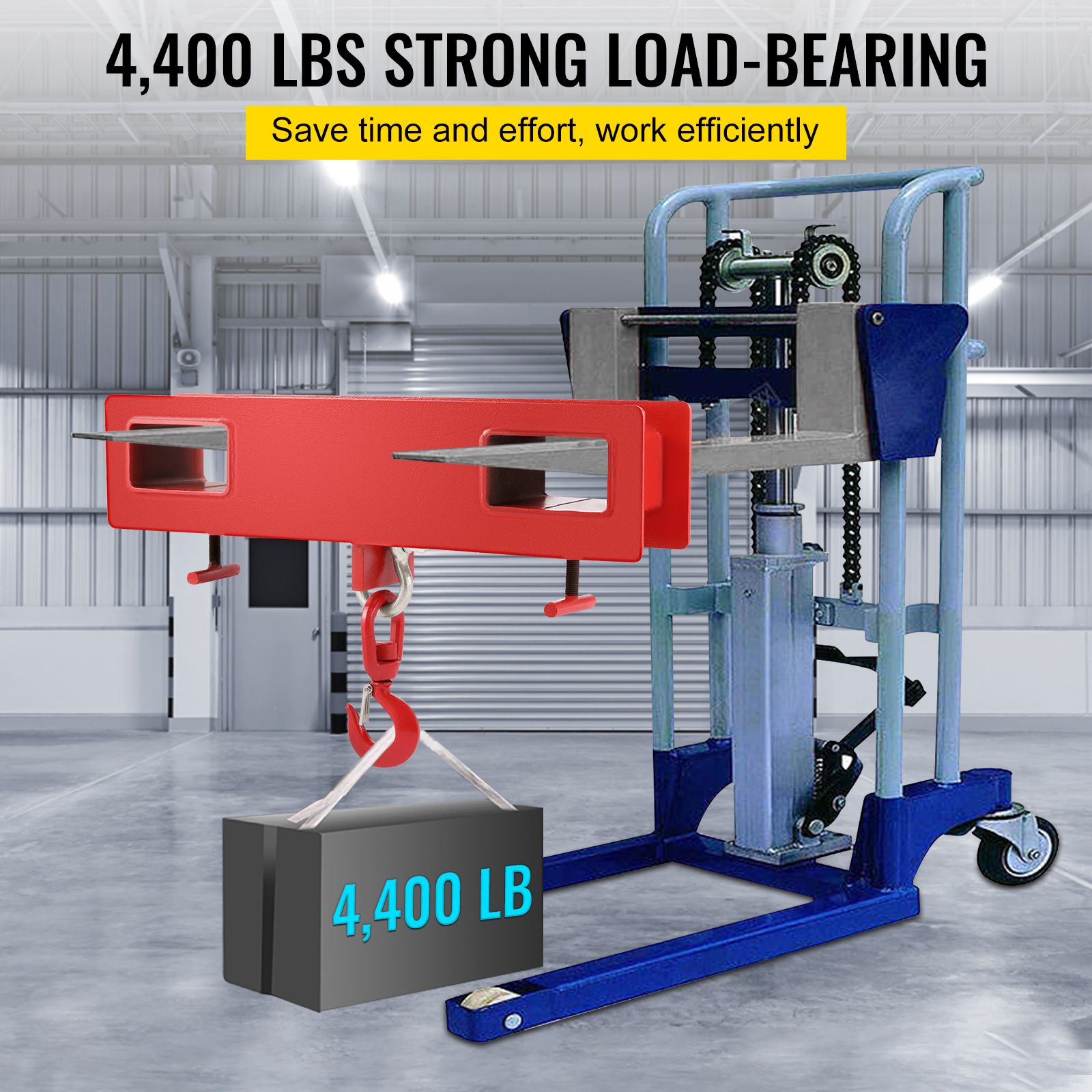 Forklift Lifting Hook 4400LBS Swivel Crane Attachment Fork Forklift Hoist