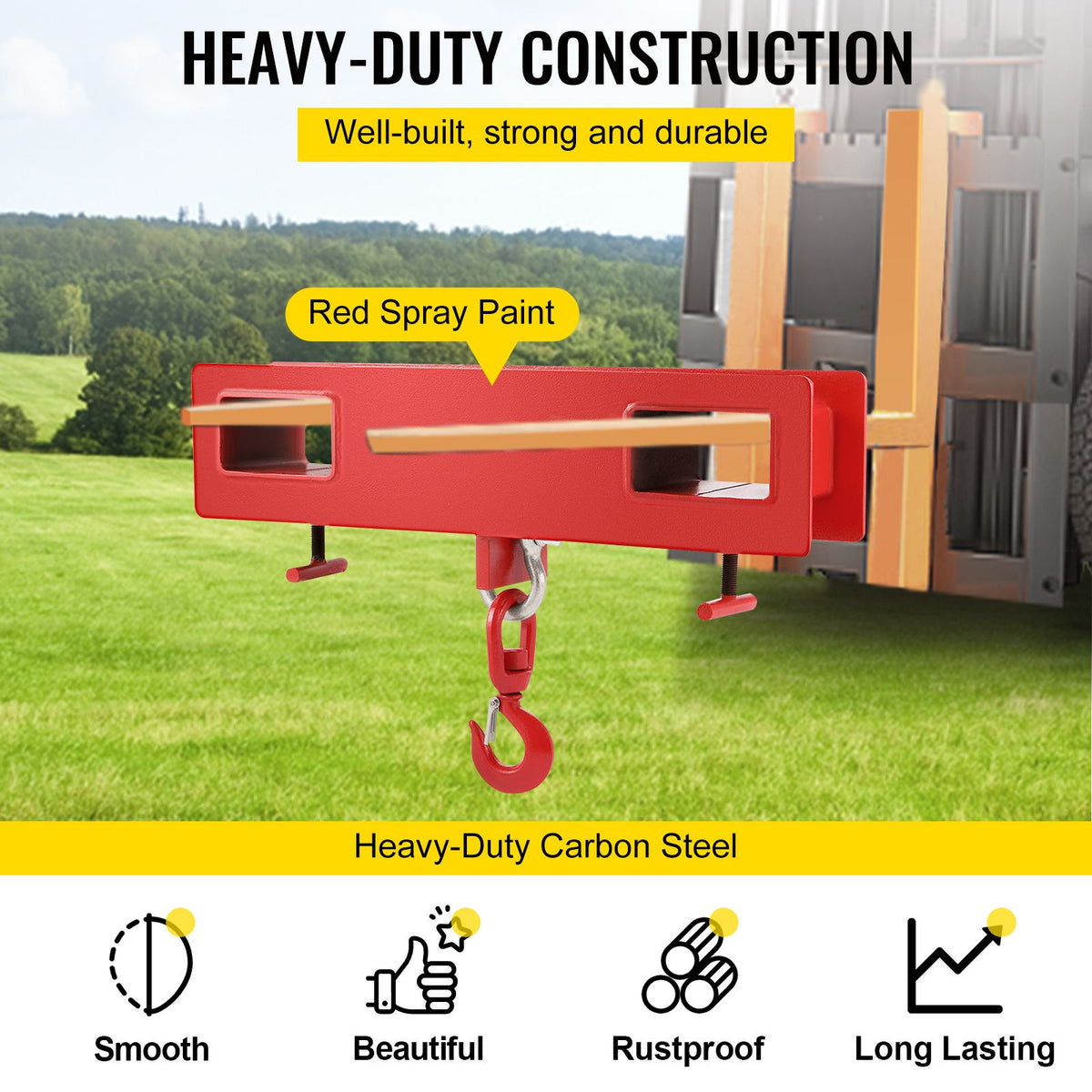 Forklift Lifting Hook 4400LBS Swivel Crane Attachment Fork Forklift Hoist