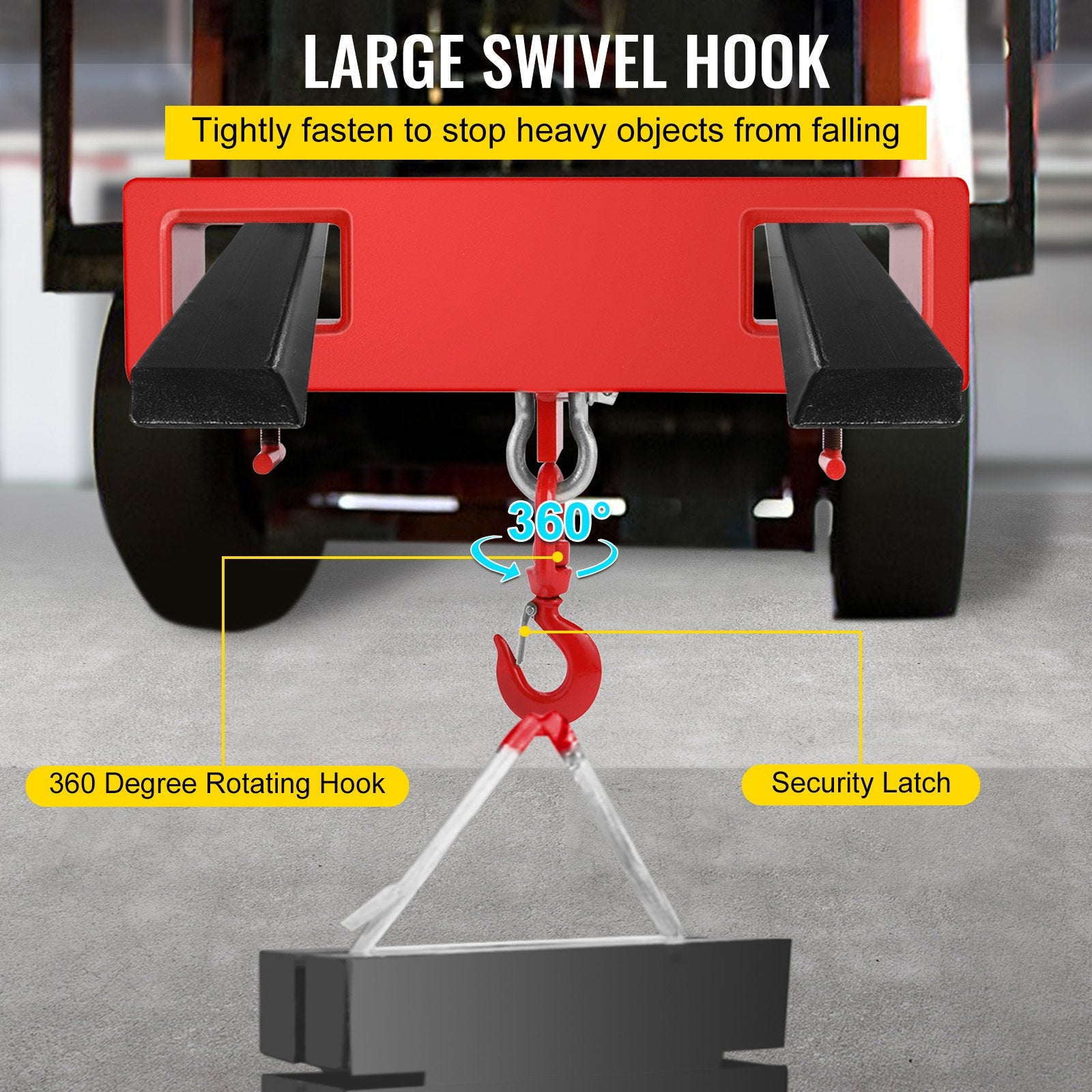 Forklift Lifting Hook 6000 LBS Capacity Forklift Lifting Hoist Swivel Hook Mobile Crane Forklift Attachments
