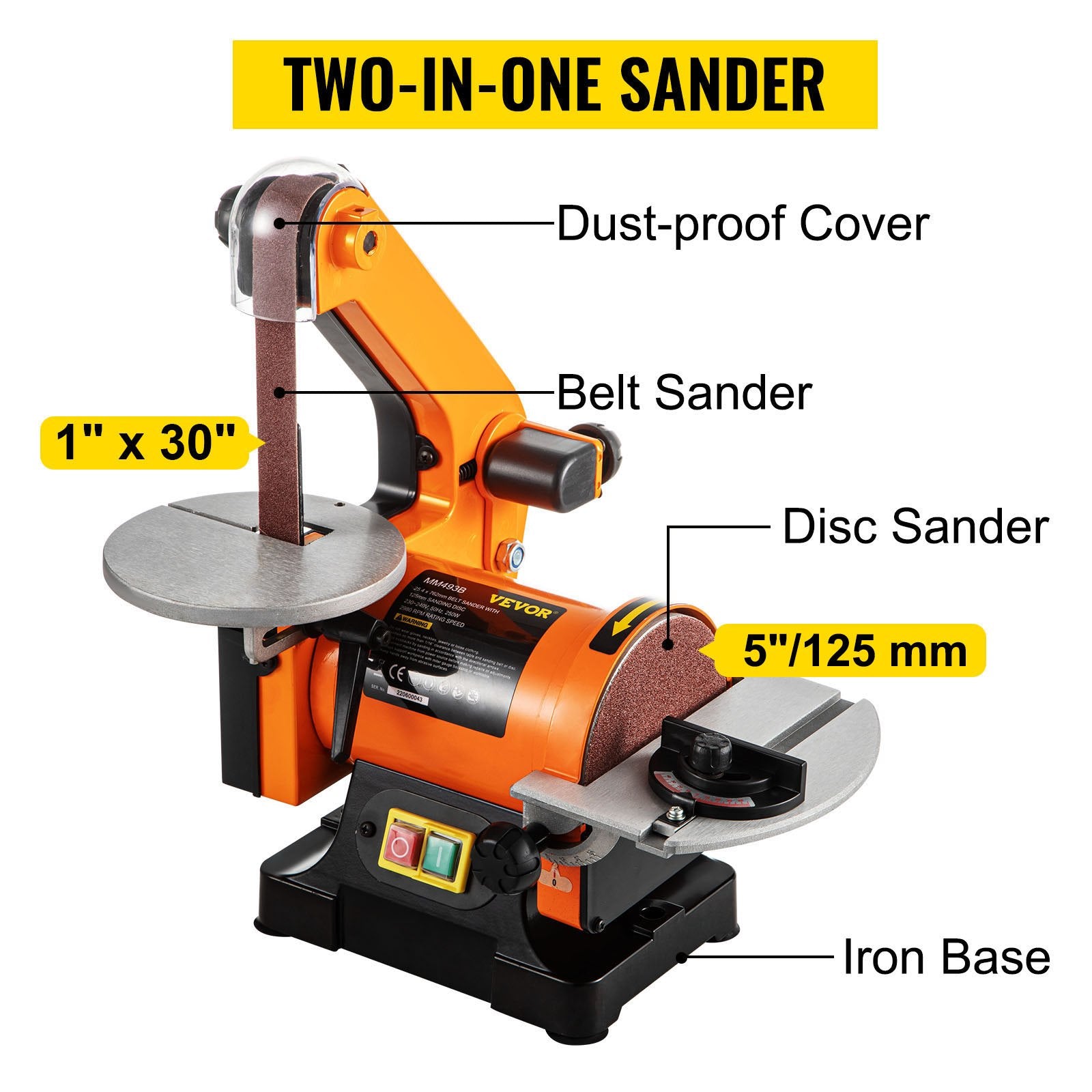 Belt Sander 300W Grinder Sander 1 x 30 Inch Electric Belt & Disc Sander 2950 RPM Variable Speed (300W)