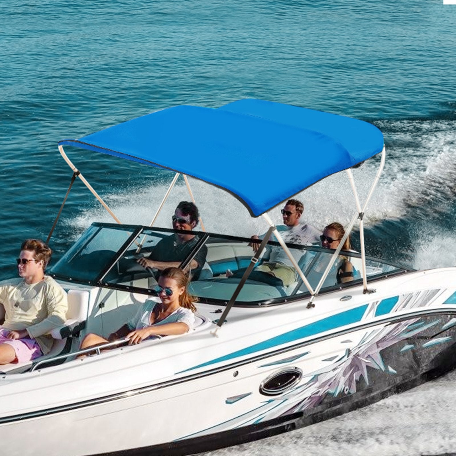 3 Bow Bimini Top Boat Cover, 900D Polyester Canopy with 1