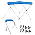 3 Bow Bimini Top Boat Cover, 900D Polyester Canopy with 1" Aluminum Alloy Frame, Waterproof and Sun Shade, Includes Storage Boot, 2 Support Poles, 4 Straps, 6'L x 46"H x 61"-66"W, Pacific Blue
