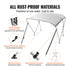 3 Bow Bimini Top Boat Cover, 900D Polyester Canopy with 1" Aluminum Alloy Frame, Waterproof and Sun Shade, Includes Storage Boot, 2 Support Poles, 4 Straps, 6'L x 46"H x 67"-72"W, Light Grey
