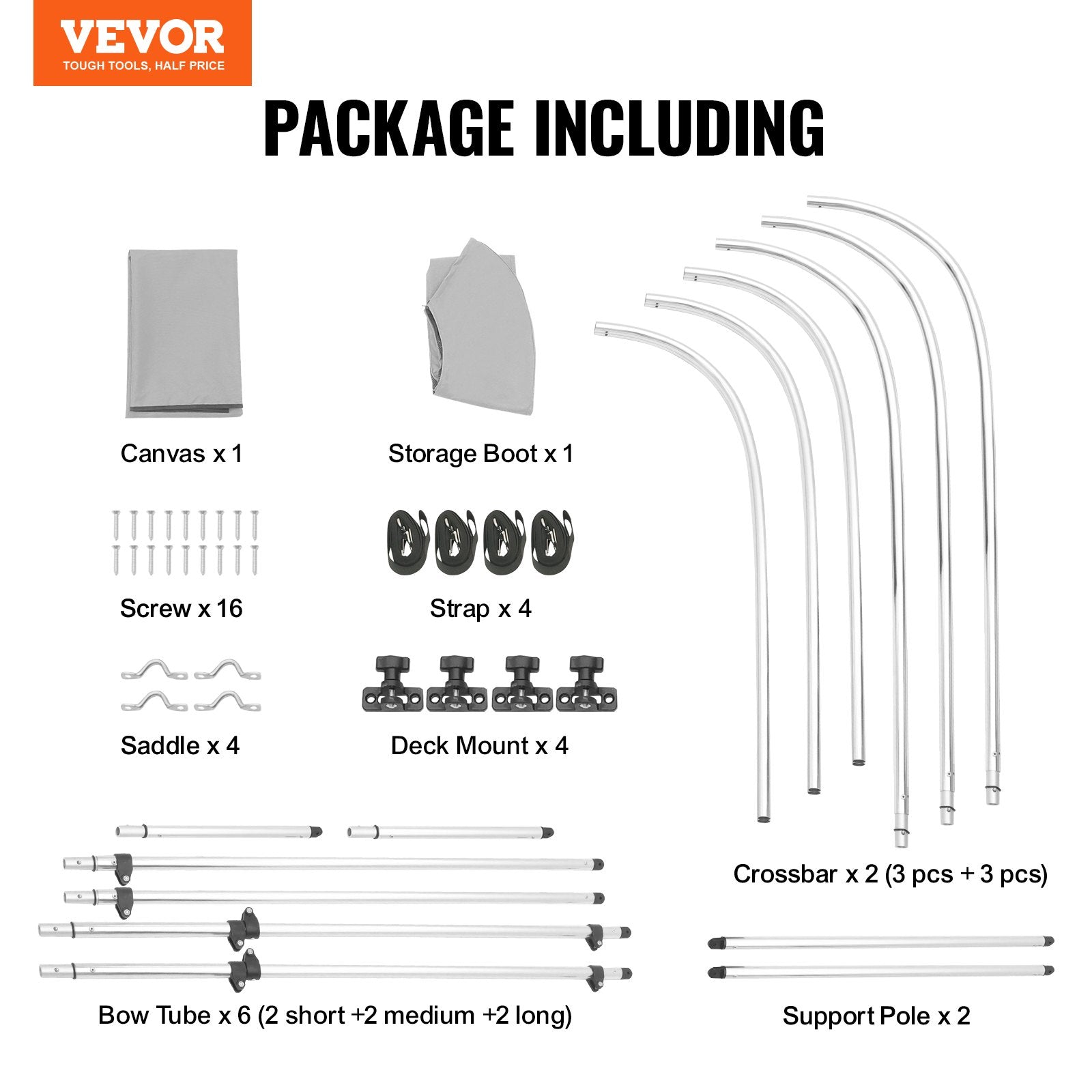 3 Bow Bimini Top Boat Cover, 900D Polyester Canopy with 1