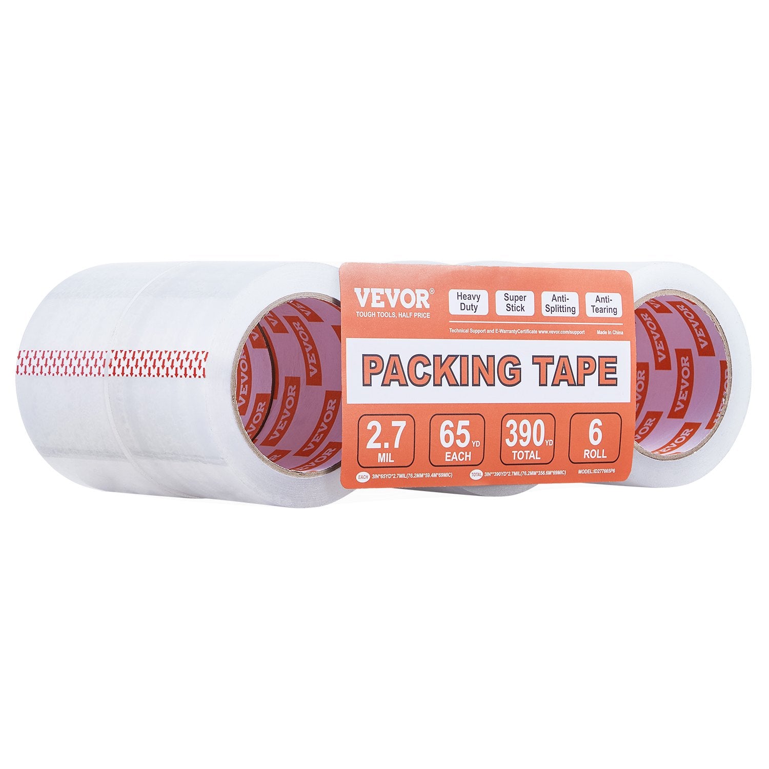 Clear Packing Tape 6 Rolls 65 Yards Heavy Duty Clear Packing Tapes 2.7 Mil