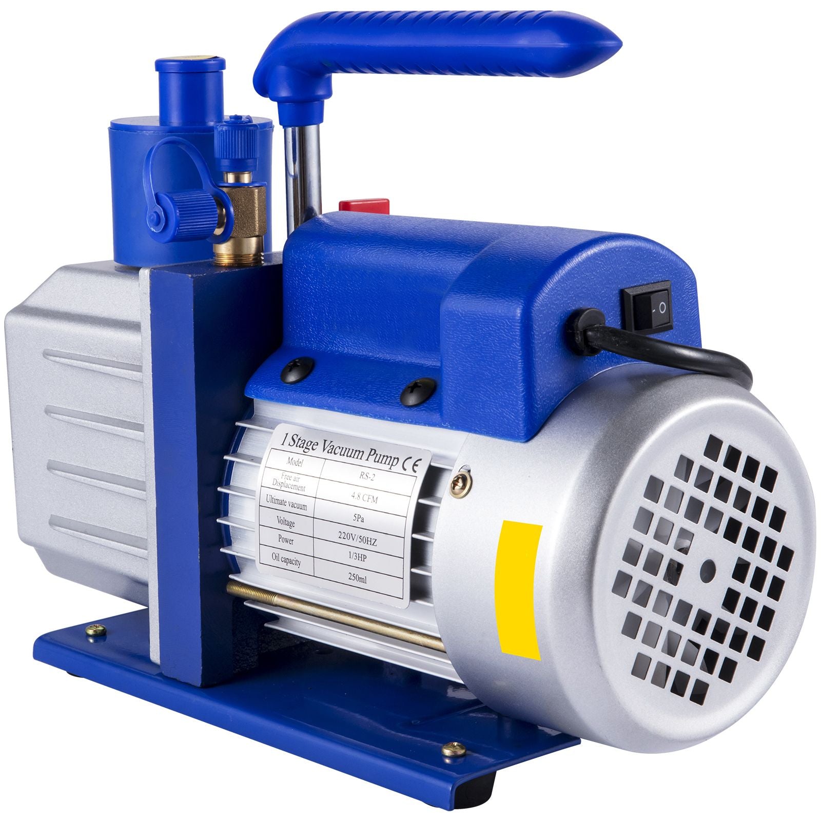 Vacuum Pump 4.8CFM 1/3HP Air Vacuum Pump HVAC A/C Air Refrigerant Rotary Vane Vacuum Pump Single Stage 4 Valve AC Manifold Gauge Set (4.8CFM1/3HP)
