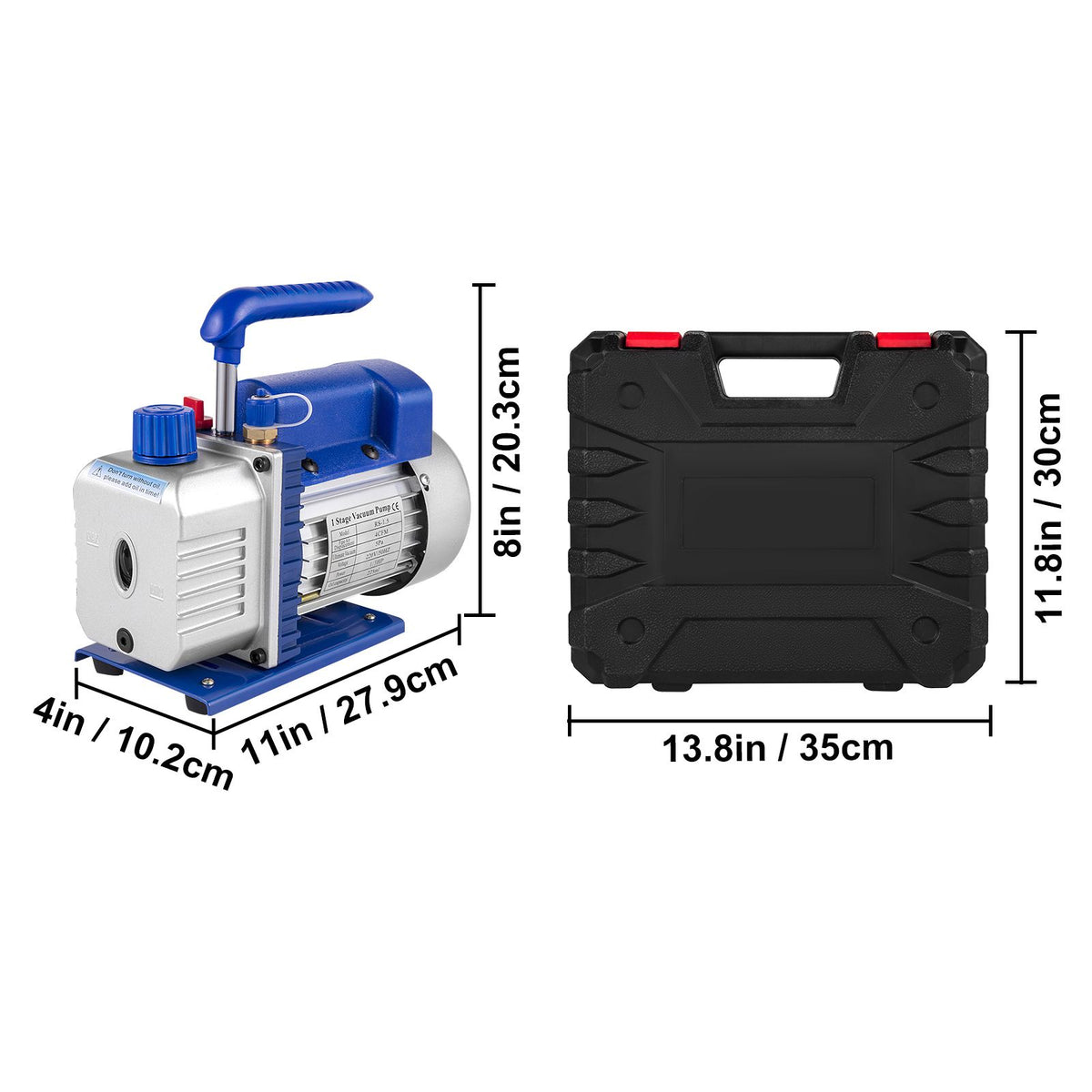4CFM 1/4HP Rotary Vane Vacuum Pump + R134AManifold Gauge Tester Charging +Hose