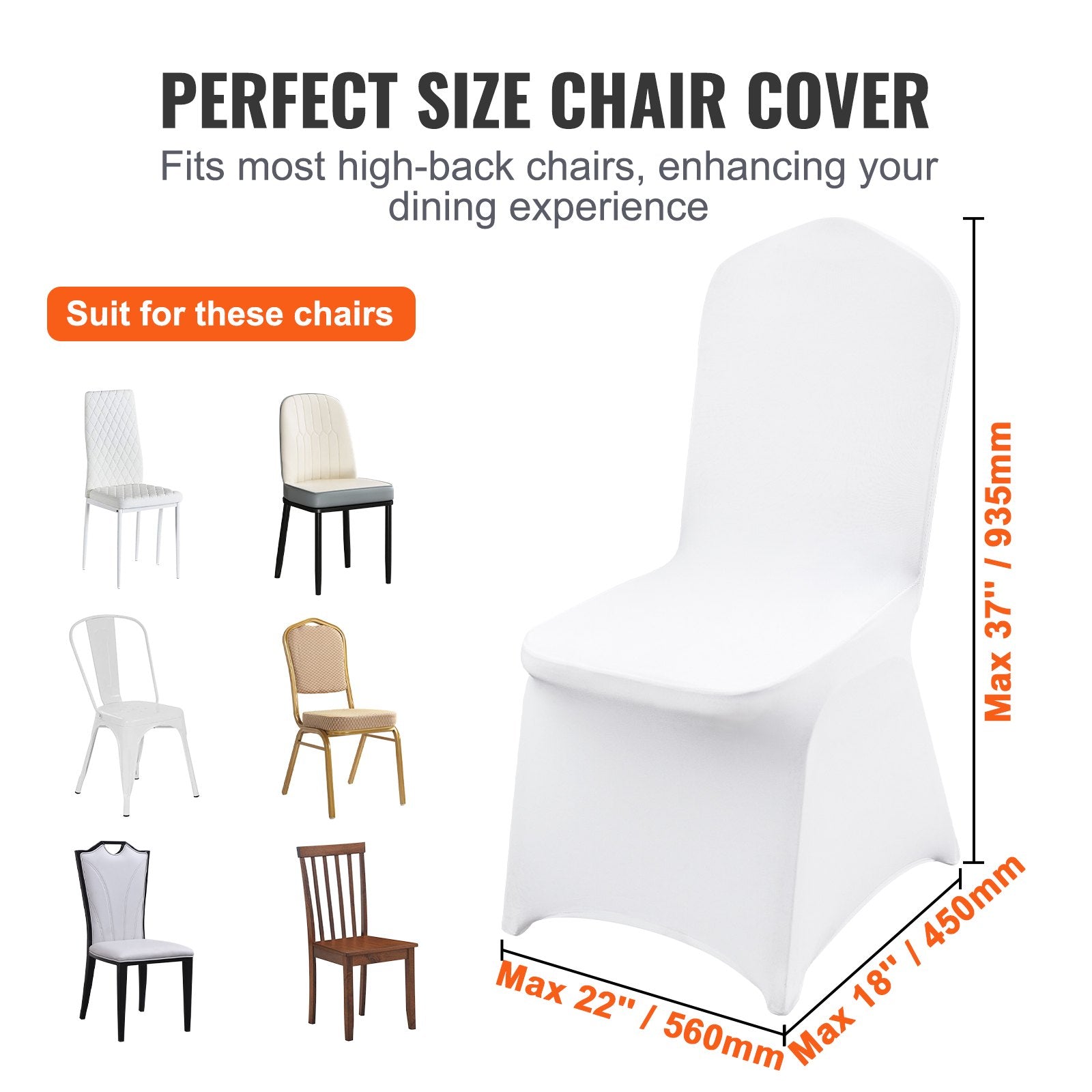 Stretch Spandex Folding Chair Covers, Universal Fitted Chair Cover, Removable Washable Protective Slipcovers, for Wedding, Holiday, Banquet, Party, Celebration, Dining (50PCS White)