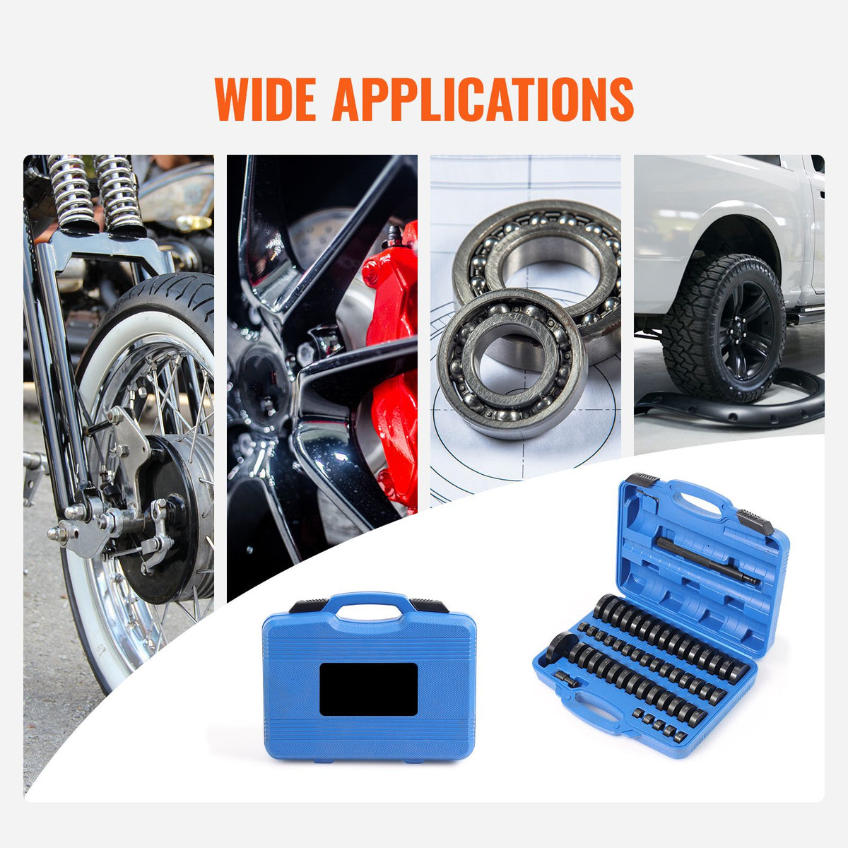 52-Piece Bushing Bearing Press Kit, Wheel Bearing Race and Seal Removal Tool Set