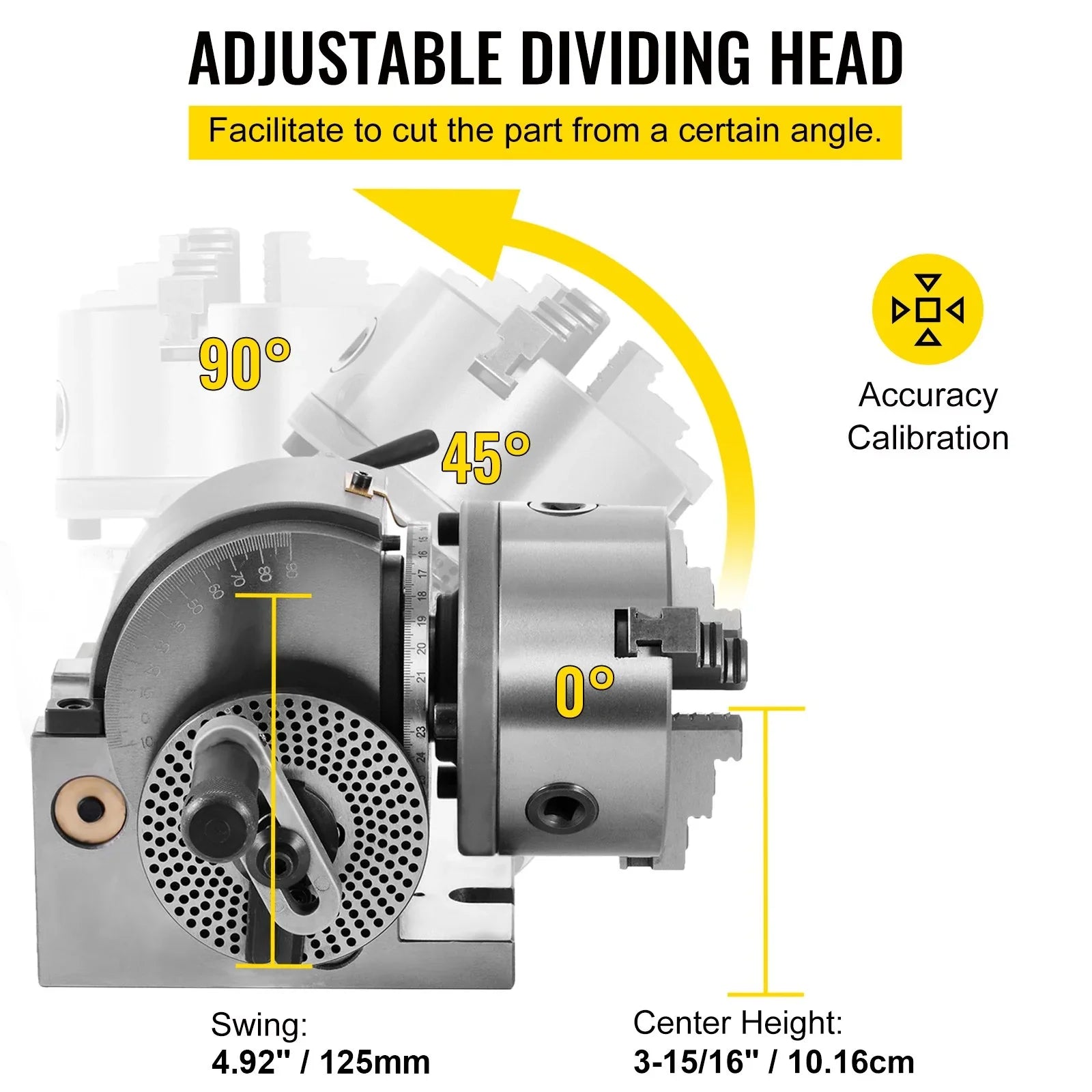 BS-0 Dividing Head 5 Inch, Precision Dividing Head Set with 5