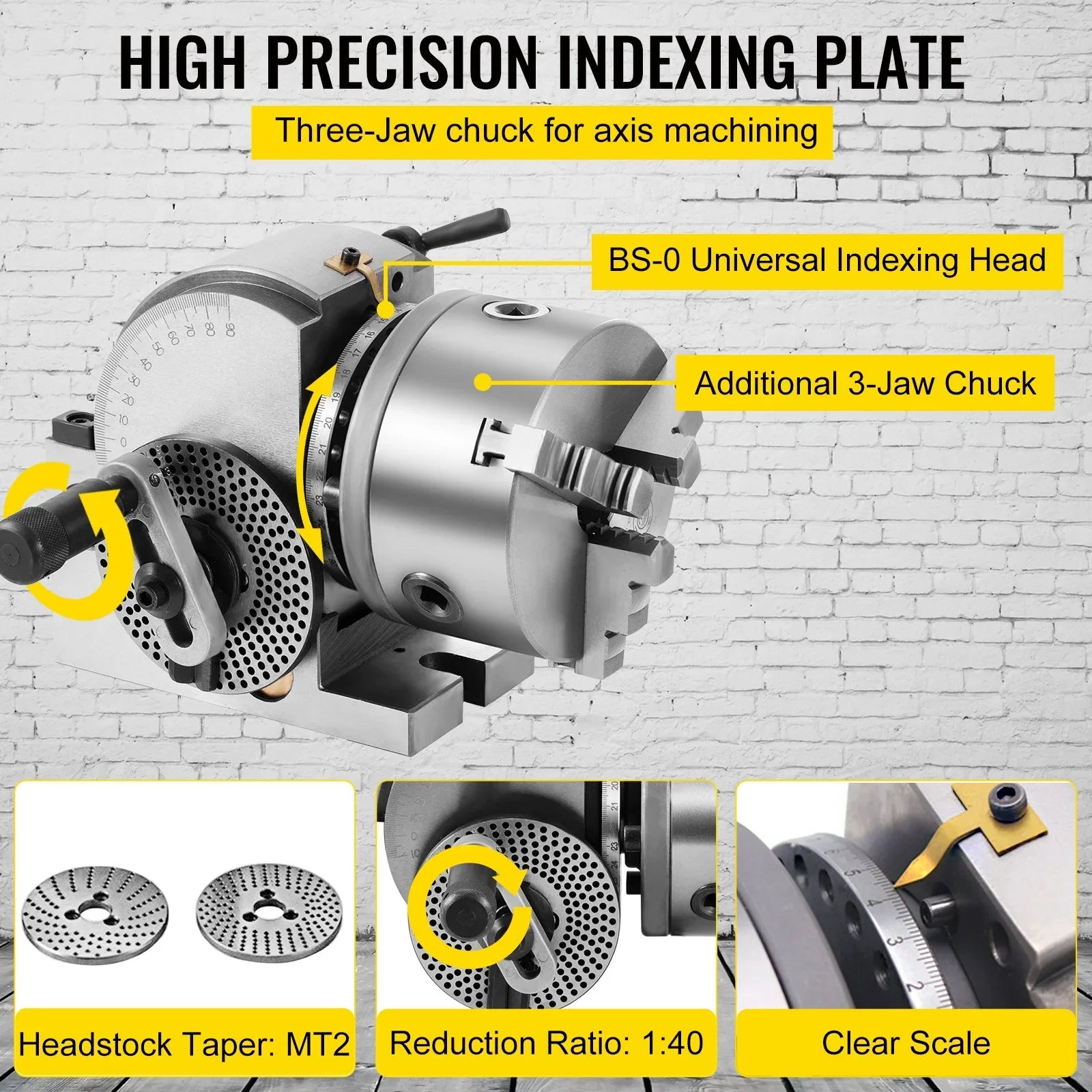 BS-0 Dividing Head 5 Inch, Precision Dividing Head Set with 5
