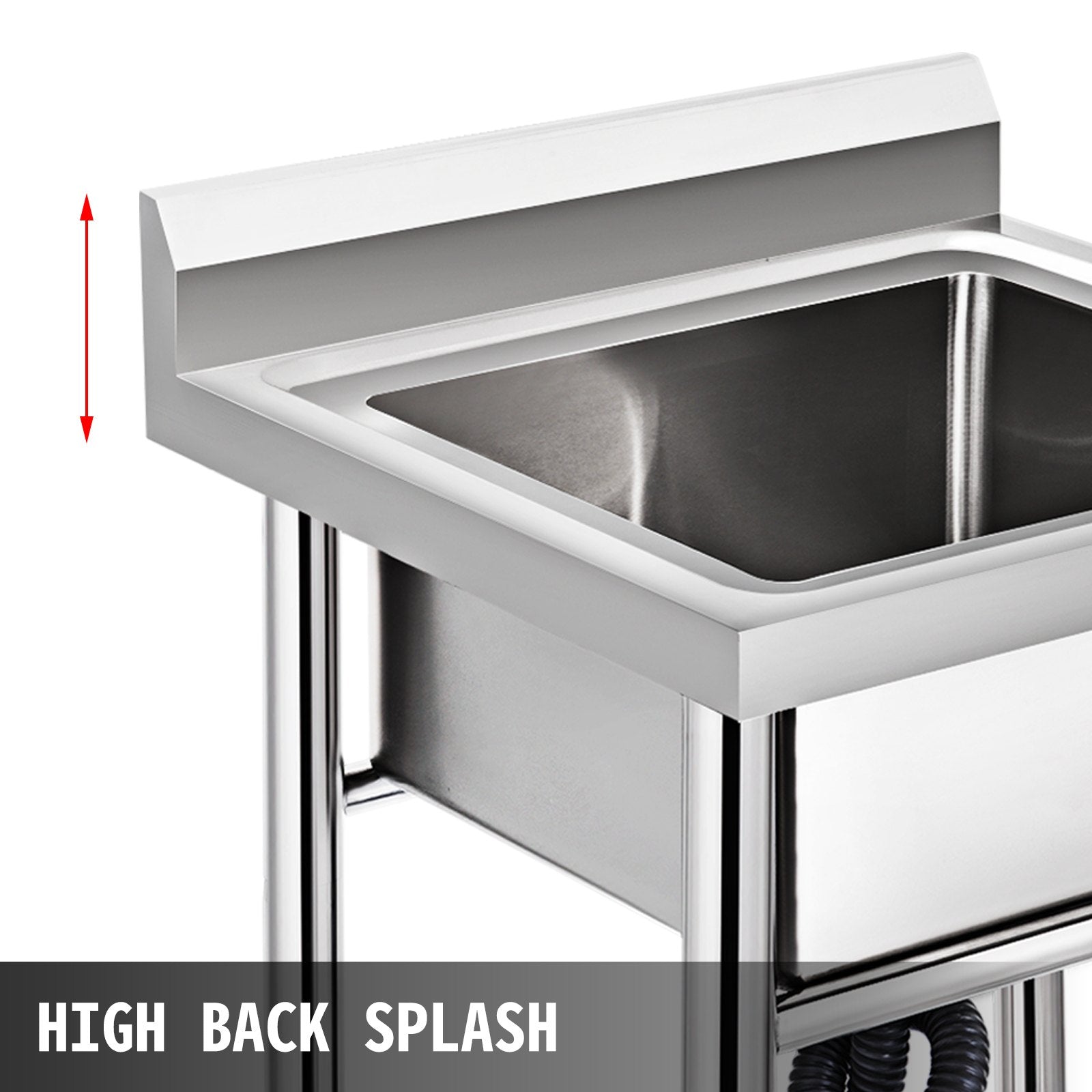 Handmade Sink Non-magnetic Stainless Steel Kitchen Sink Hand Made 1 Compartment 44.4 x 41.9 x 25.4 cm Capacity Huge Tub Sink for Farmhouse Cafe Shop Hospital
