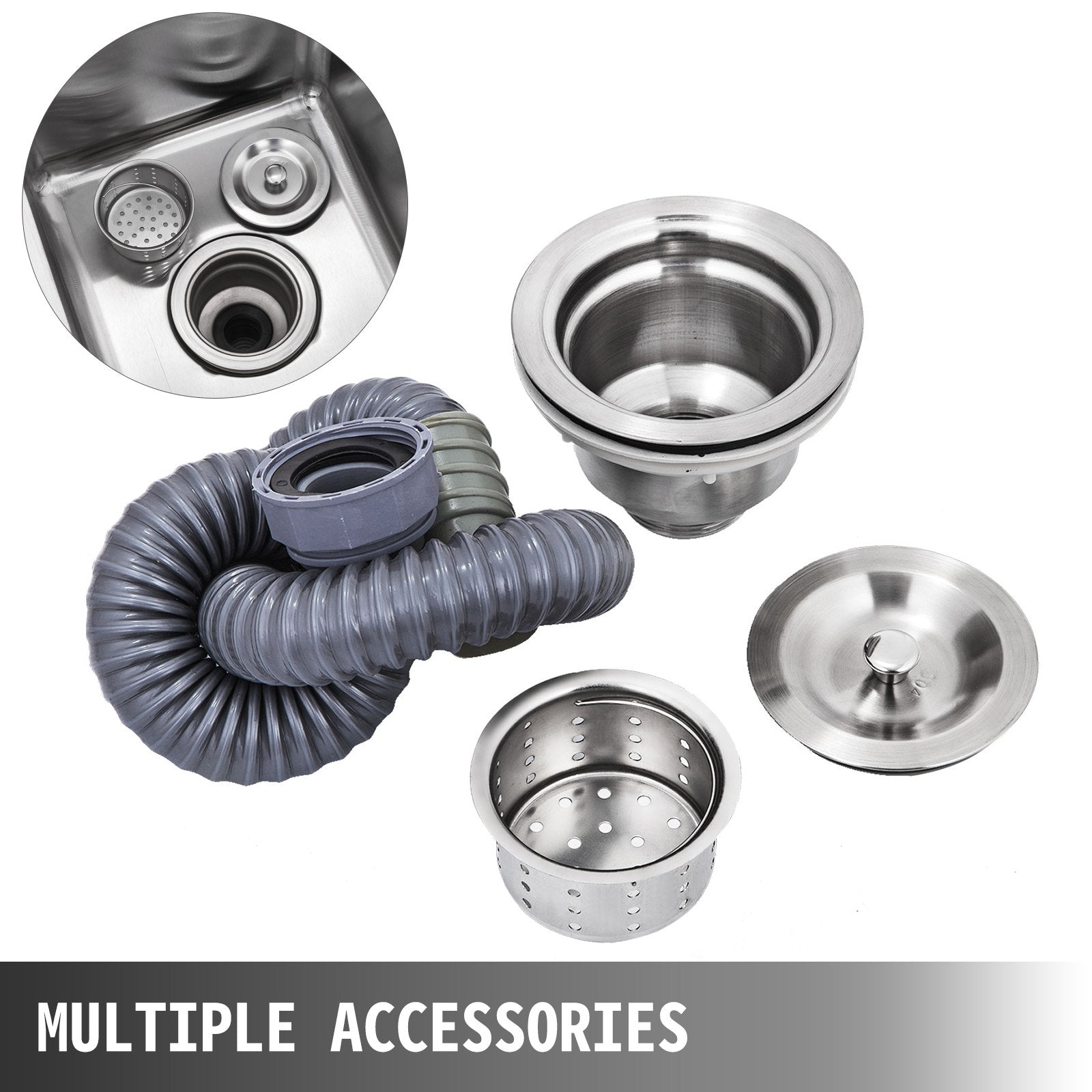 Handmade Sink Non-magnetic Stainless Steel Kitchen Sink Hand Made 1 Compartment 44.4 x 41.9 x 25.4 cm Capacity Huge Tub Sink for Farmhouse Cafe Shop Hospital