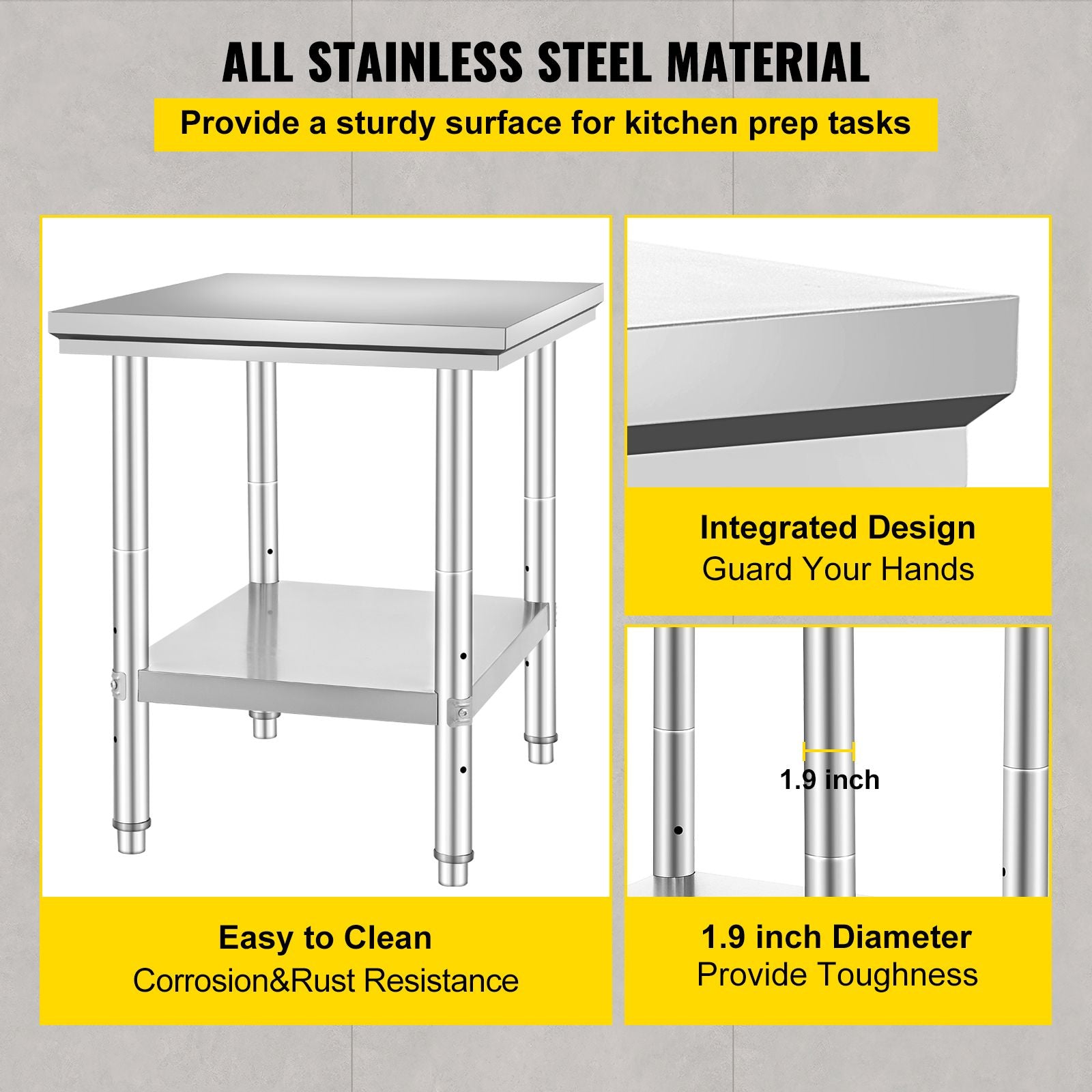 Commercial Worktable & Workstation 24 x 30 x 32 Inch Stainless Steel Work Table Heavy Duty Commercial Food Prep Work Table for Home, Kitchen, Restaurant Metal Prep Table with Adjustable Feet