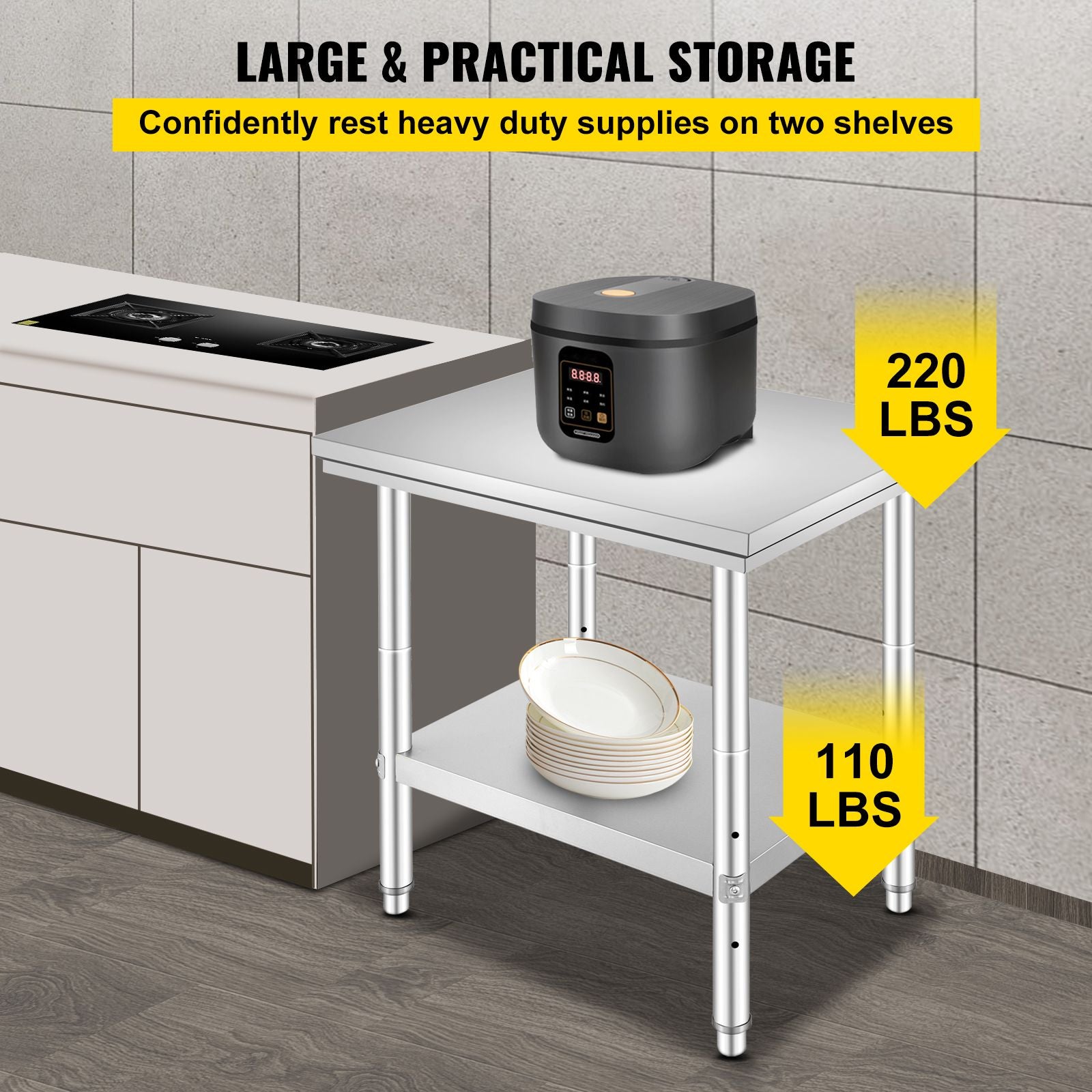 Commercial Worktable & Workstation 24 x 30 x 32 Inch Stainless Steel Work Table Heavy Duty Commercial Food Prep Work Table for Home, Kitchen, Restaurant Metal Prep Table with Adjustable Feet