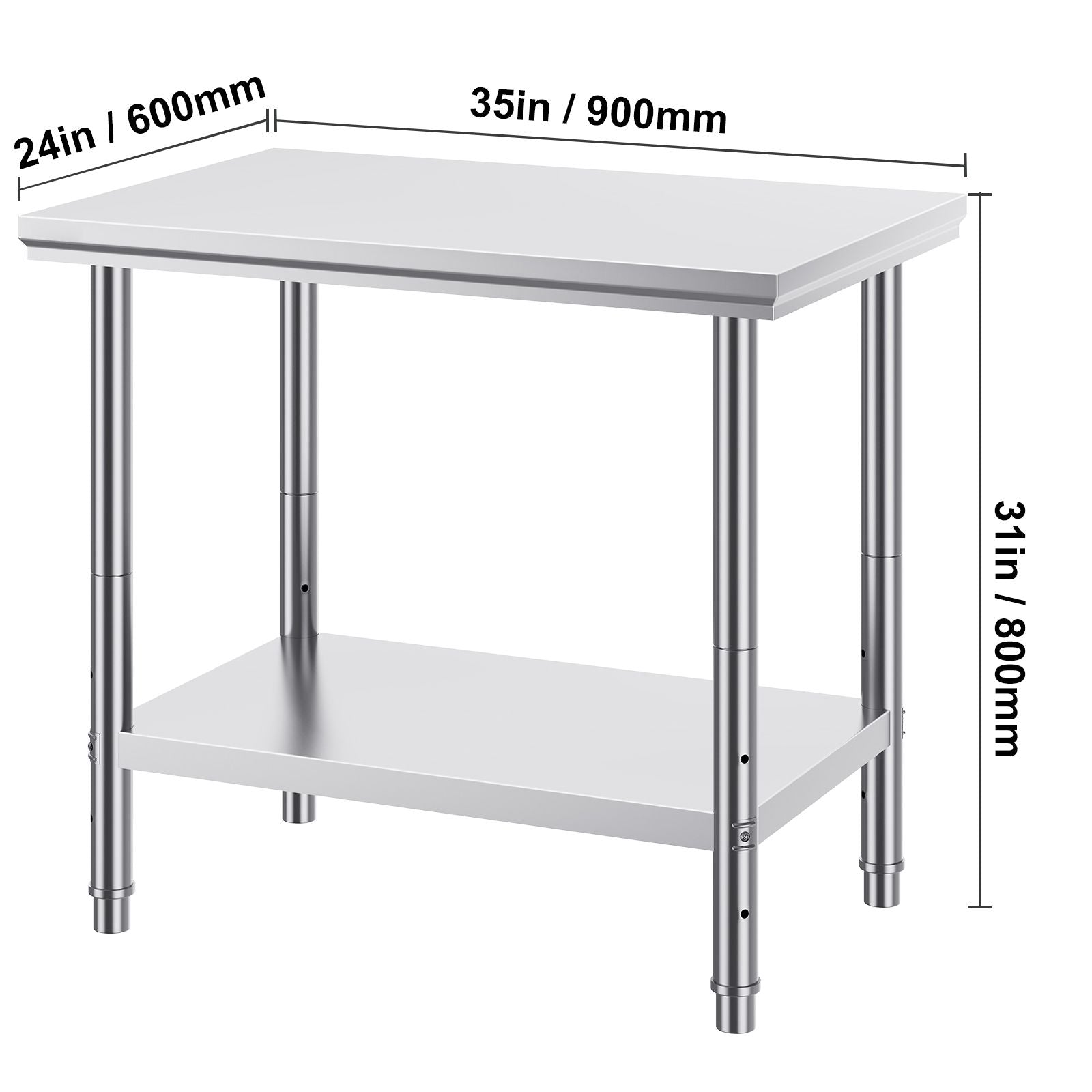910x610mm Stainless Steel Kitchen Bench Commercial Work Food Prep Table
