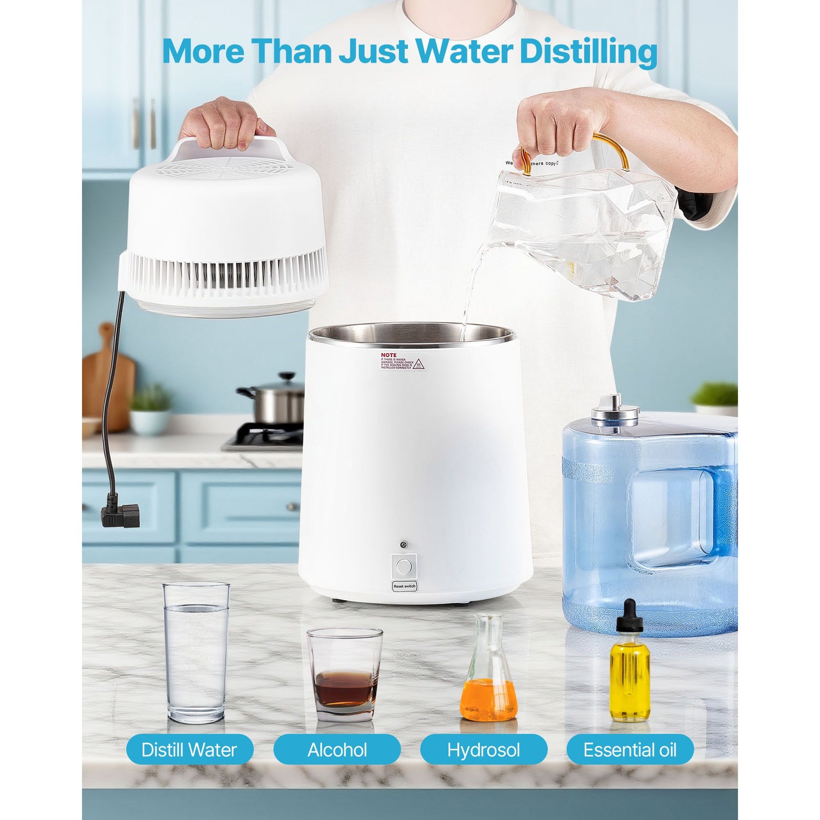 6L Water Distiller Home Countertop Purifier Machine 900W Plastic Container