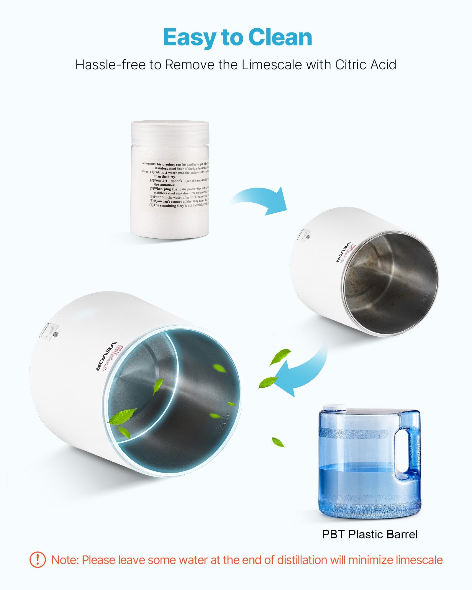 6L Water Distiller Home Countertop Purifier Machine 900W Plastic Container