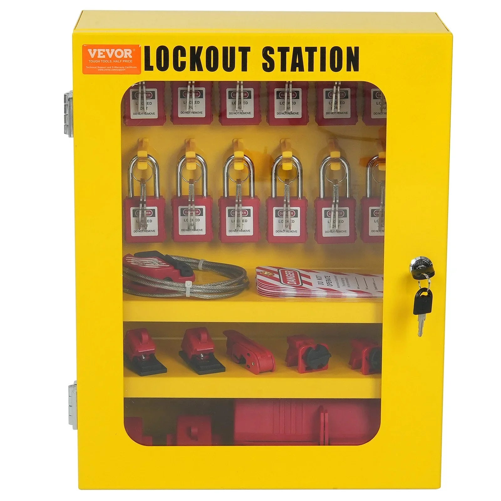 Electrical Lockout Tagout Kit, 59 PCS Safety Lockout Tagout Station With Padlocks, Hasps, Tags, Ties, Plug Lockout, Circuit Breaker Lockouts, Valve Lockouts, Cable Lockout, Lockout Bag, Box