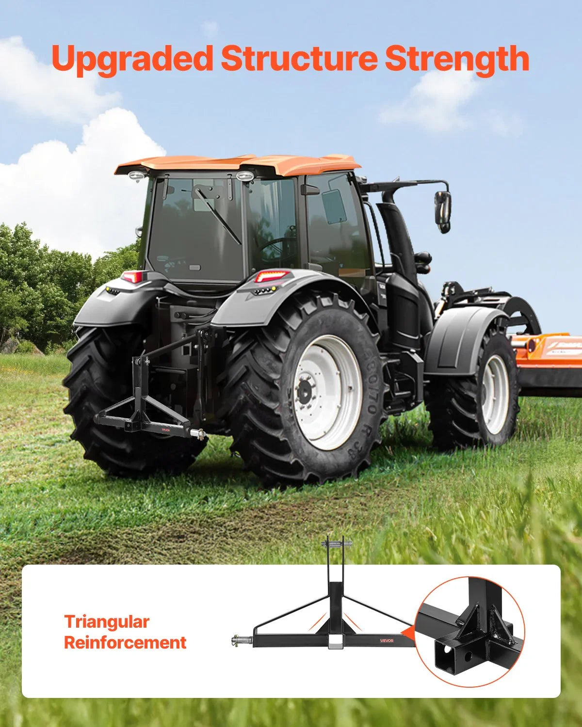 3 Point Trailer Hitch with 2 in Receiver, 3pt Quick Hitch Attachment for Category 1 Tractor, 3000lbs Capacity, Tow Drawbar Adapter, Compatible with Kubota, Mahindra, Ford, Yanmar, John Deere