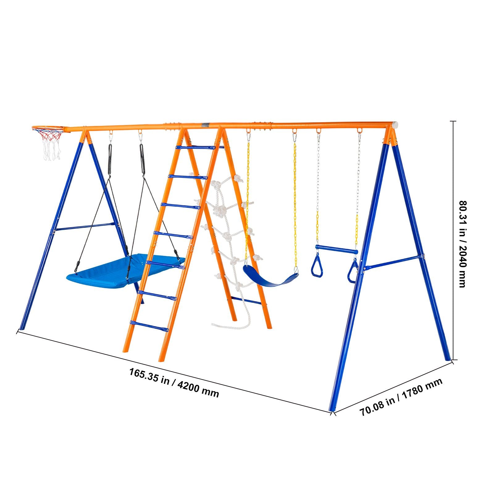 Swing Sets for Backyard 6 in 1 Swing Set 440lbs Capacity Metal Swingset